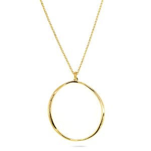 Naszyjnik srebrny pozłacany wygięte koło 925