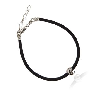 Bransoletka srebrna + kauczuk unisex 925