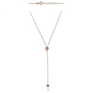 Naszyjnik srebrny pozłacany rose gold 'krawatka' - serce 925