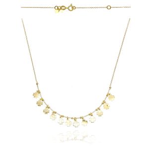 Naszyjnik srebrny pozłacany - koniczynki 925