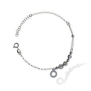 Bransoletka srebrna ring, ażurowe kule 925