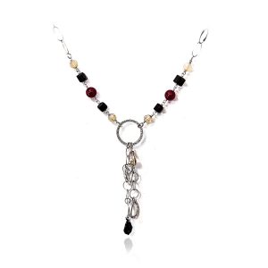 Naszyjnik srebrny masywny z kryształkami, ringami 925