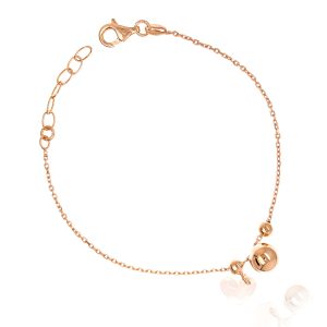 Bransoletka srebrna  pozłacana, rose gold - serce kule 925