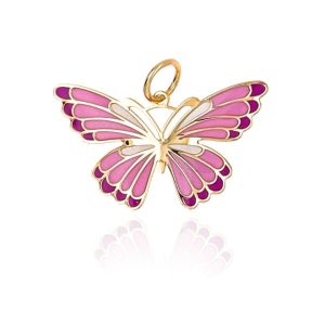 Zawieszka złota motyl w tonacji różowej 585