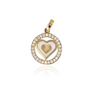 Zawieszka złota serduszko w kole z cyrkoniami 585