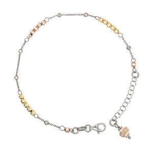 Bransoletka srebrna z diamentowanymi kulami 925