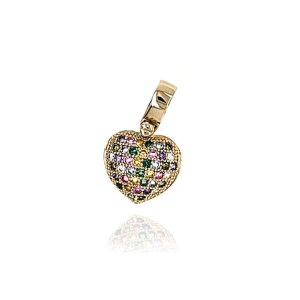 Zawieszka złota serce cyrkonie multicolor 585