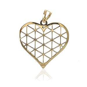 Zawieszka złota ażurowe serce,  wzór geometryczny 585