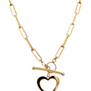 Naszyjnik srebrny pozłacany z sercem 925