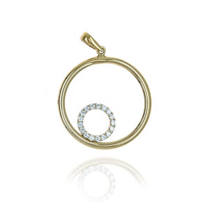 Zawieszka złota okrąg, wewnątrz z cyrkoniami 585