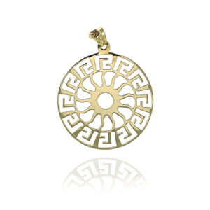 Złota zawieszka ażurowa, duża wzór grecki 585