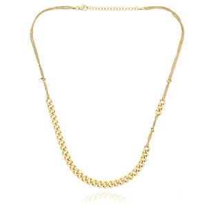 Naszyjnik srebrny pozłacany podwójny, ogniwa 925