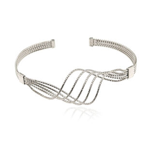 Bransoletka srebrna sztywna z falą 925